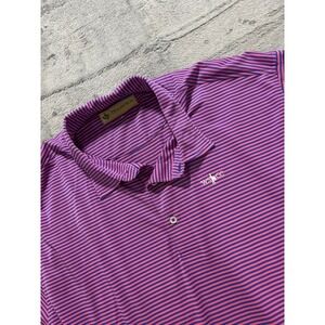 Donald Ross Golf Polo Shirt Mens XXL Pink Blue Striped Performance Stretch